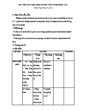 Đề kiểm tra học kì I Ngữ văn lớp 7 - Sở GD & ĐT Yên Bái